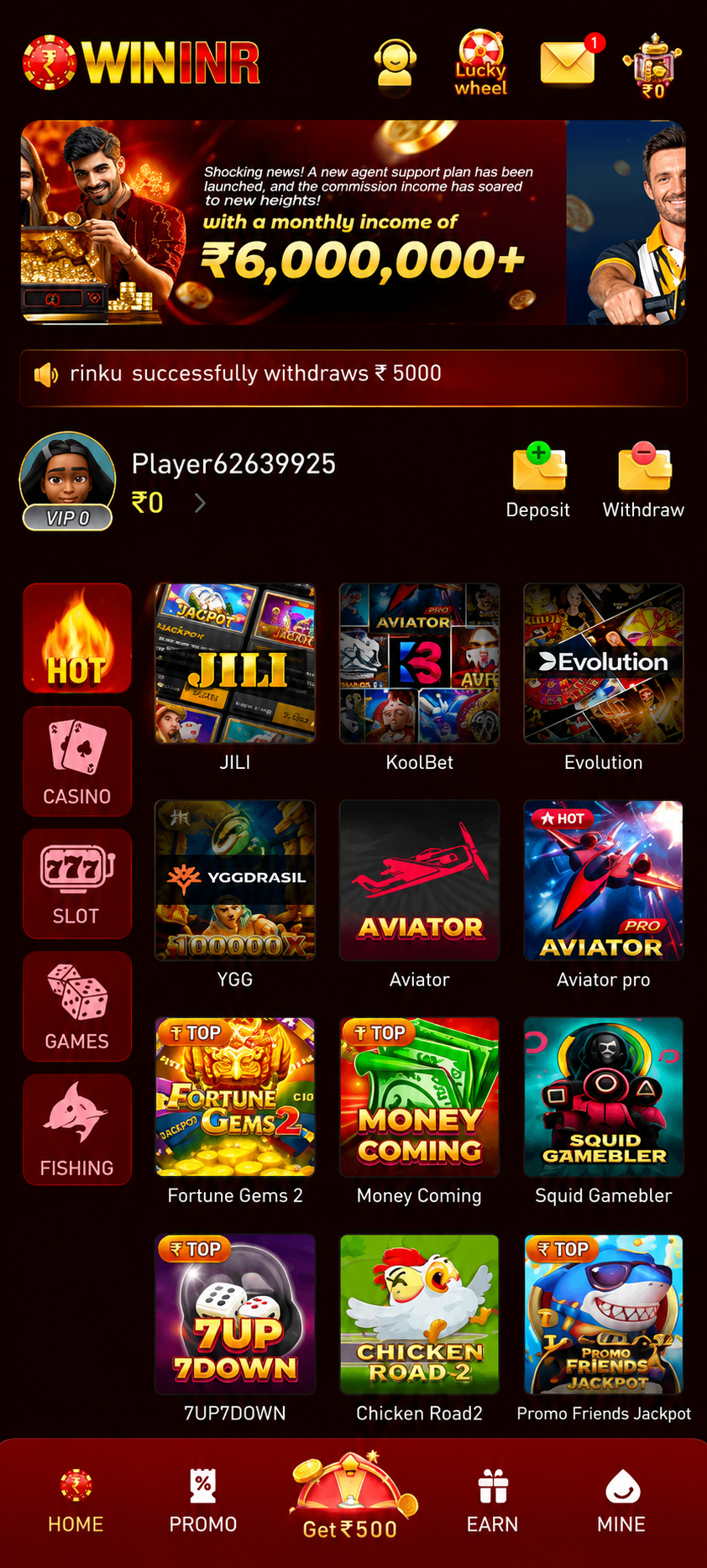 Wininr Game App